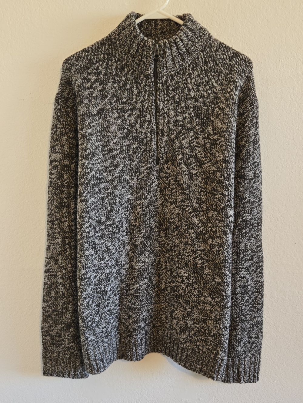 Woolrich Marled Gray Half-Zip Wool Sweater - XL
